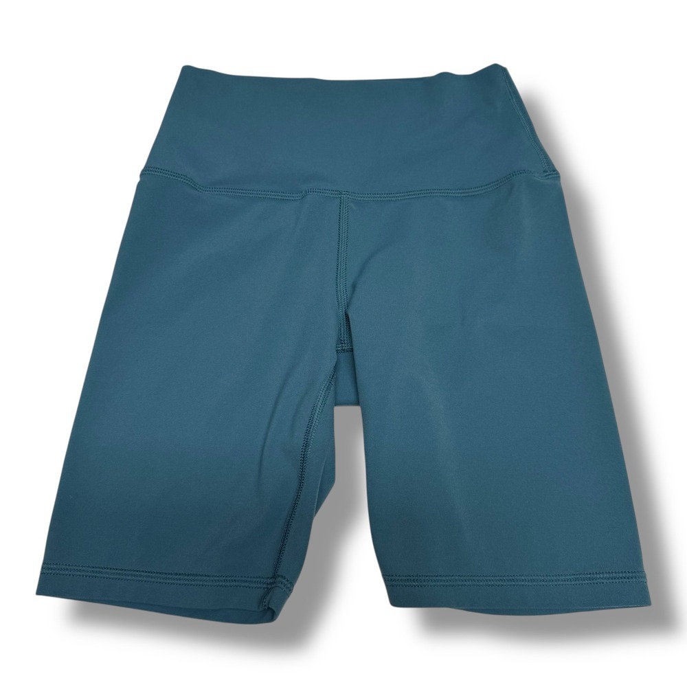 Athleta Transcend 7 Bike Short Teal Blue High Rise Athletic Workout Womens XS